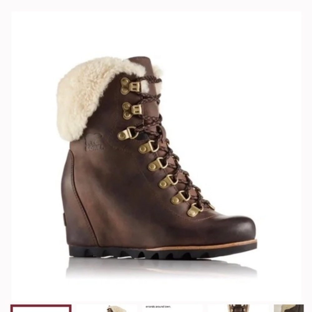 SOREL Conquest Wedge Shearling Boot size 6
